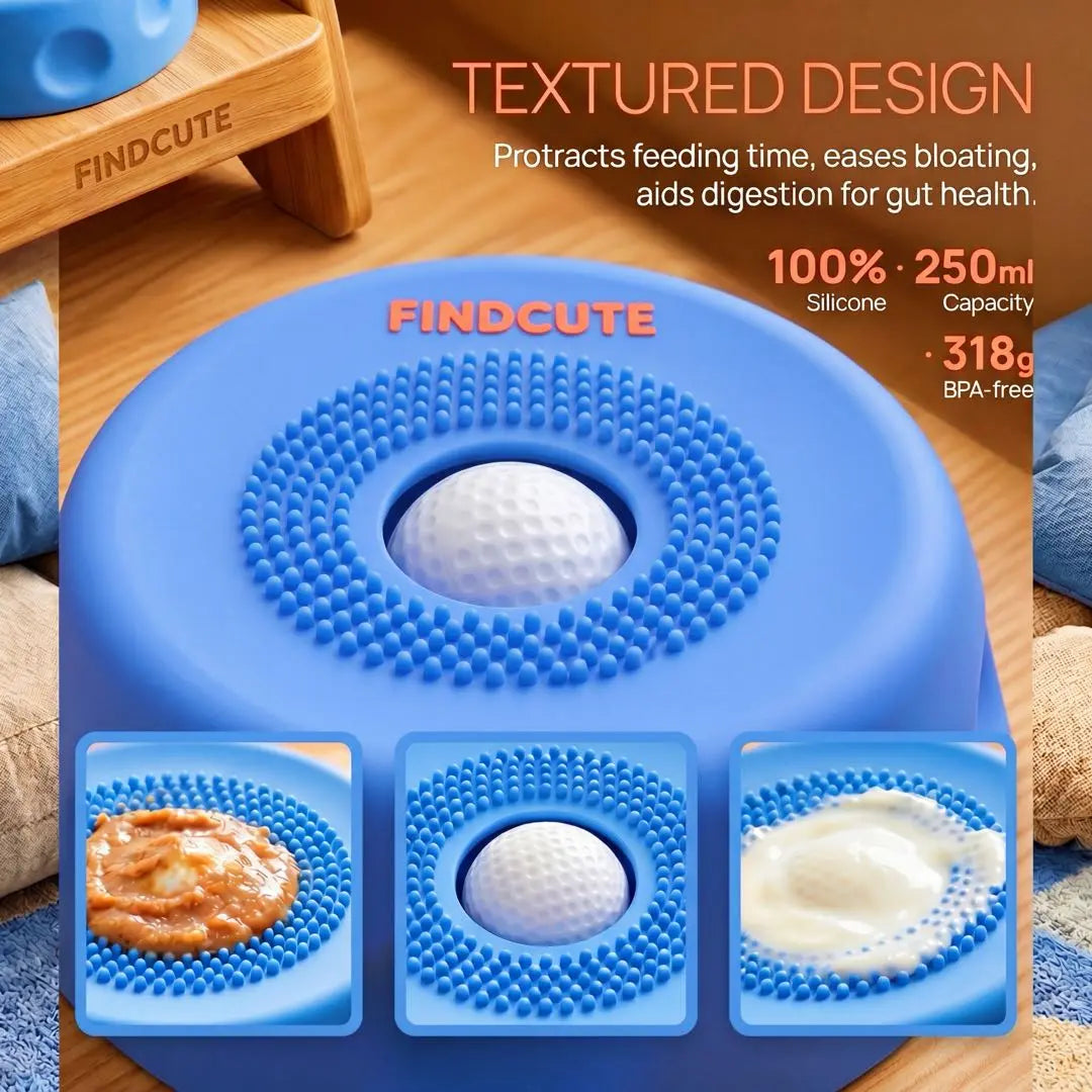 FINDCUTE 3-in-1 Slow Feeder Dog Lick Bowl - Hygienic Silicone Design for Fast Eaters, Easy to Clean, Perfect for All Food Types