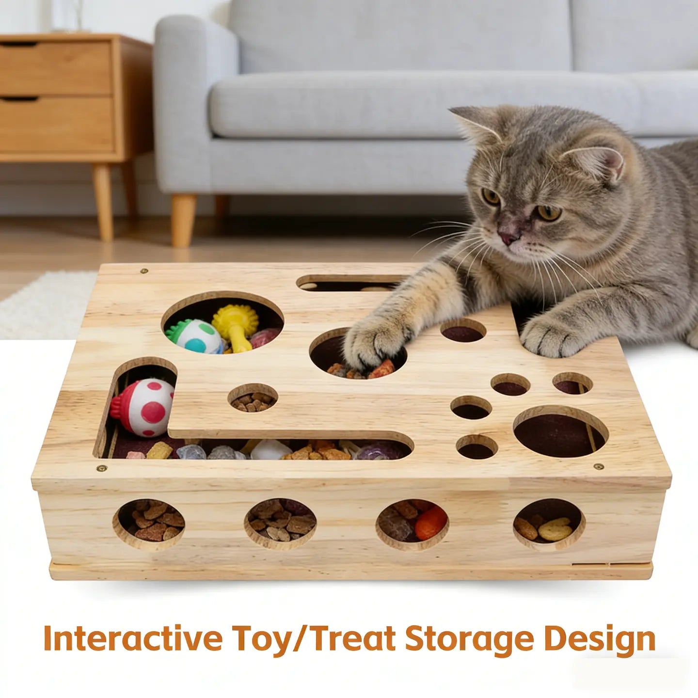 Stress-Free Cat Nail File Enrichment Box - Puzzle Design with Sandpaper for Indoor Cats
