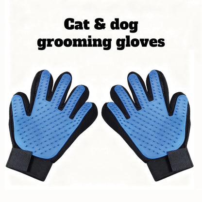 Pet Grooming Gloves - Effortlessly Remove Hair with Soft Five-Finger Design - Perfect for Cats & Dogs - Set of Two - Ideal Valentine’s Day Gift