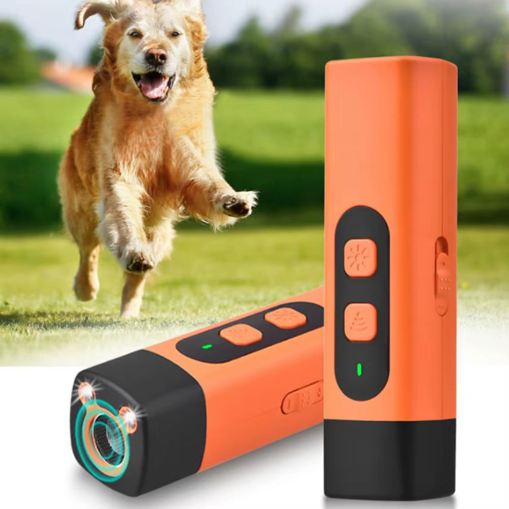 Rechargeable Ultrasonic Dog Repeller with Remote Control &amp; LED Flashlight – Effective Anti-Barking Training Device