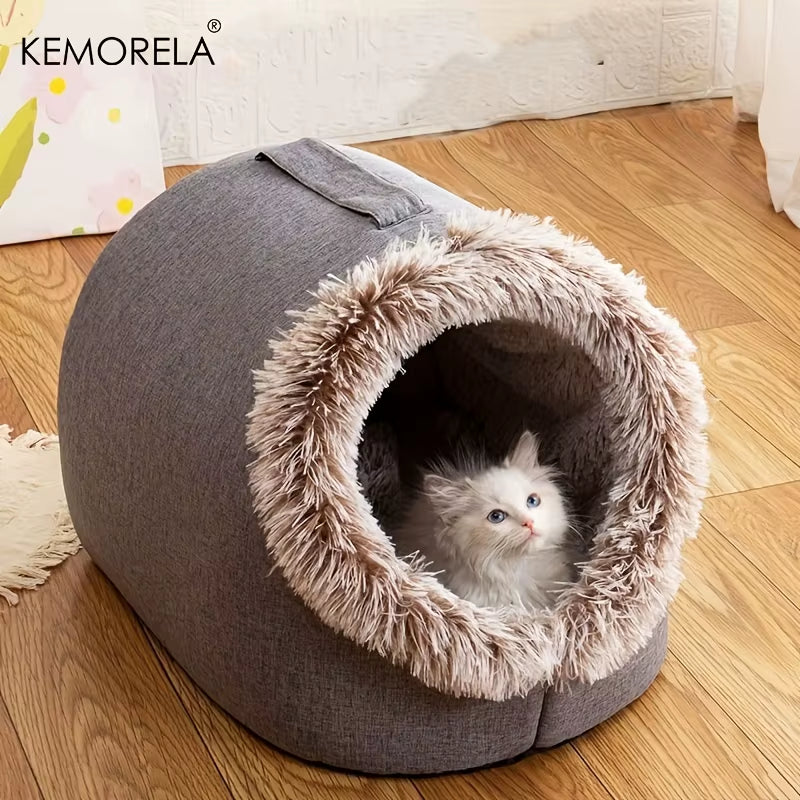 Cozy &amp; Portable Cat Bed - Warm, Thickened Sleeping Haven with Handle