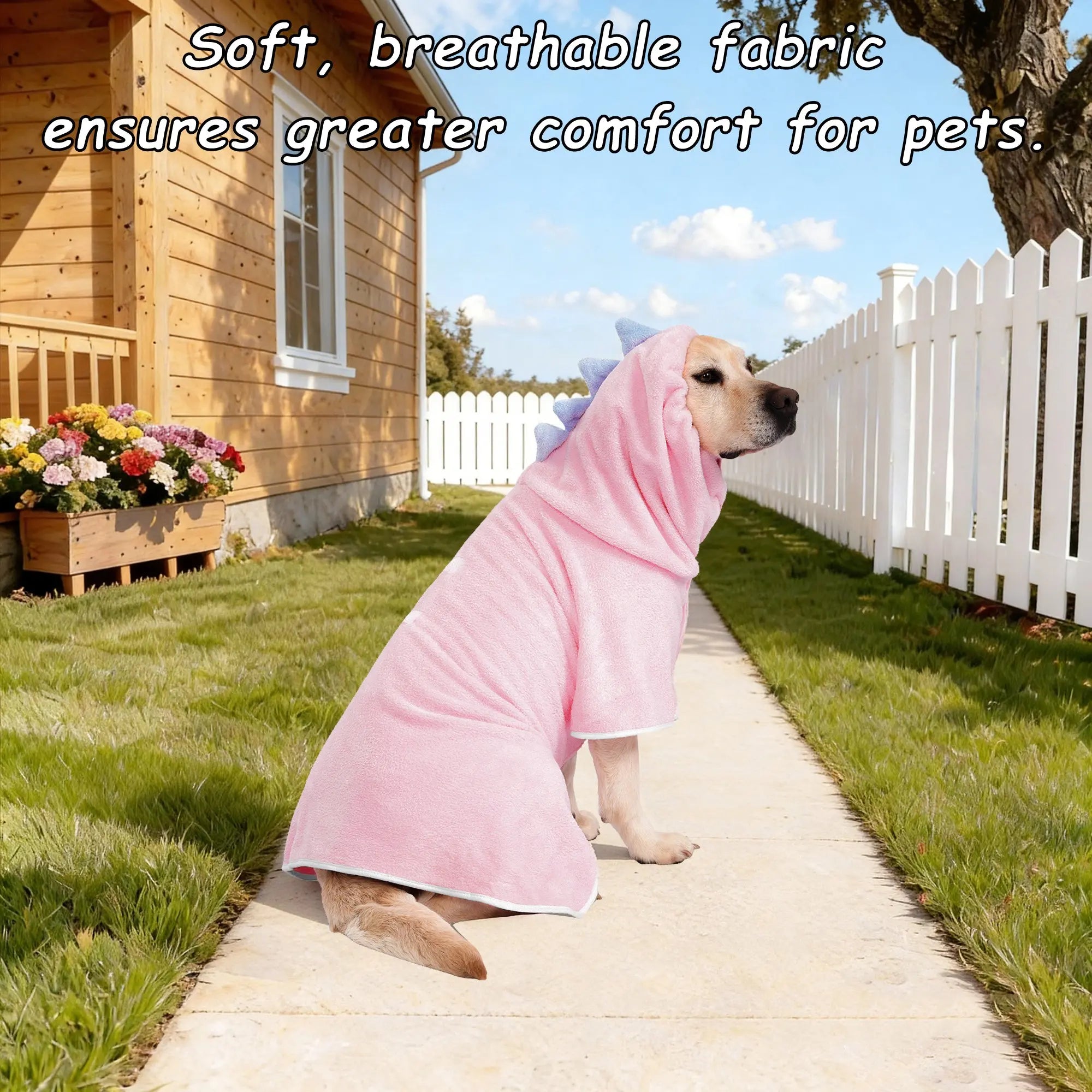 Adorable Dinosaur Dog Bathrobe - Quick-Dry, Super-Absorbent Towel Robe with Adjustable Straps for All Sizes!