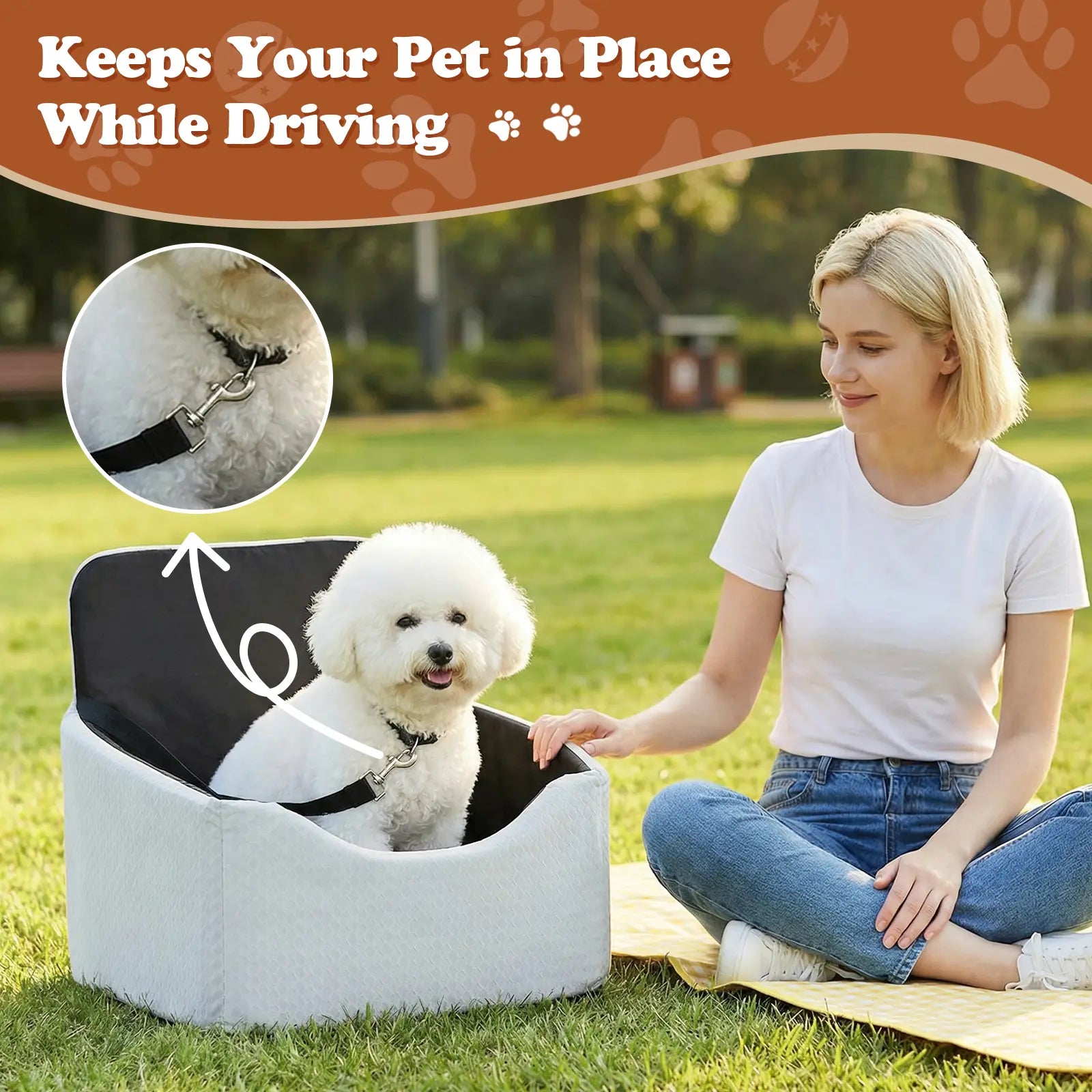 VALUXE Waterproof Dog Car Booster Seat - All-Season Enclosed Design with Seat Belt Straps for Safe Pet Travel