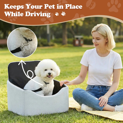 VALUXE Waterproof Dog Car Booster Seat - All-Season Enclosed Design with Seat Belt Straps for Safe Pet Travel