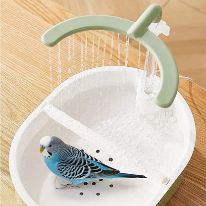 Deluxe Automatic Bird Bath & Shower - 2-in-1 with Adjustable Flow, Non-Slip Perch, and Large Basin for Parakeets, Cockatiels, Conures, and More!