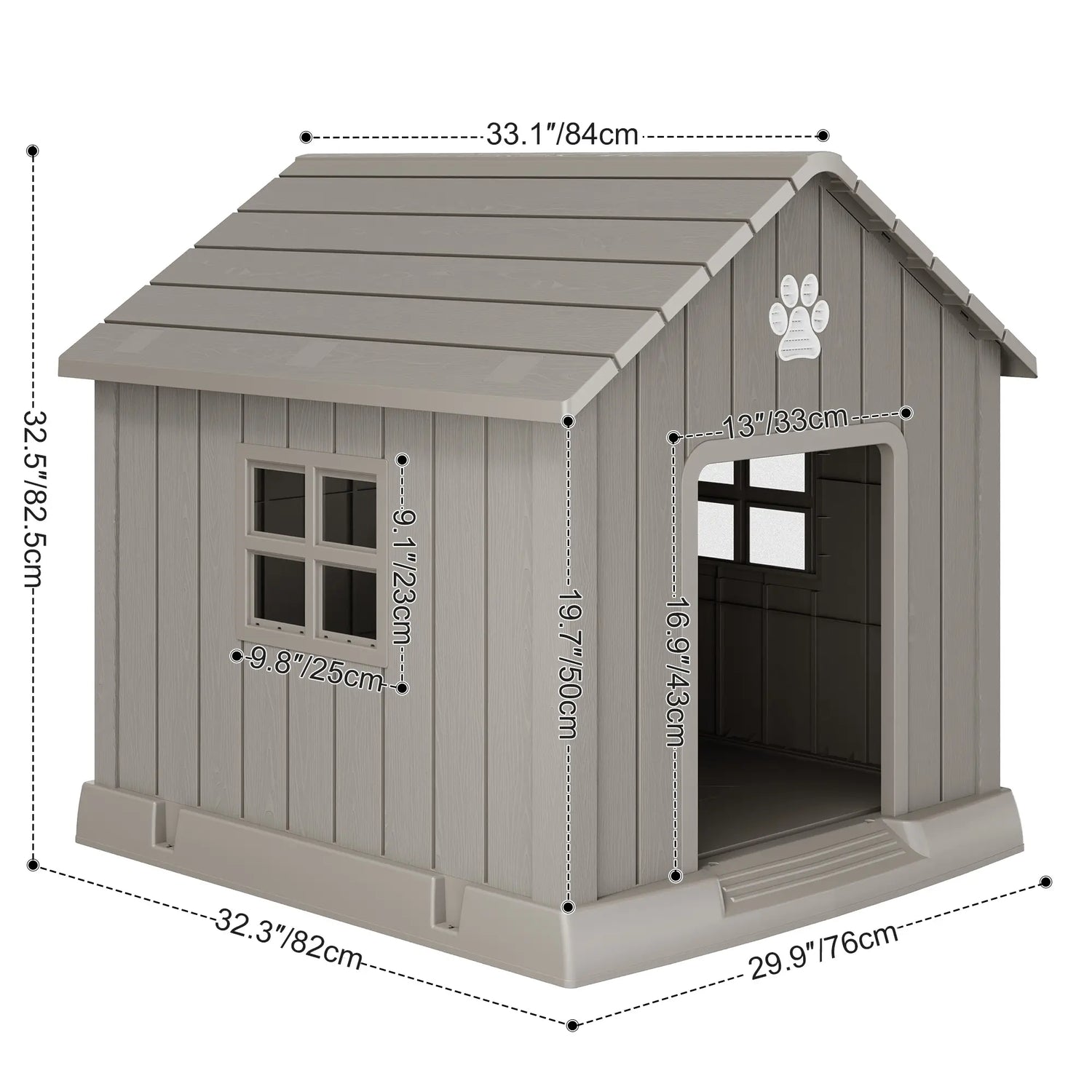 Durable Waterproof Dog House for All Sizes - Easy Clean, UV Resistant, Elevated with Air Vents &amp; Drainage Holes
