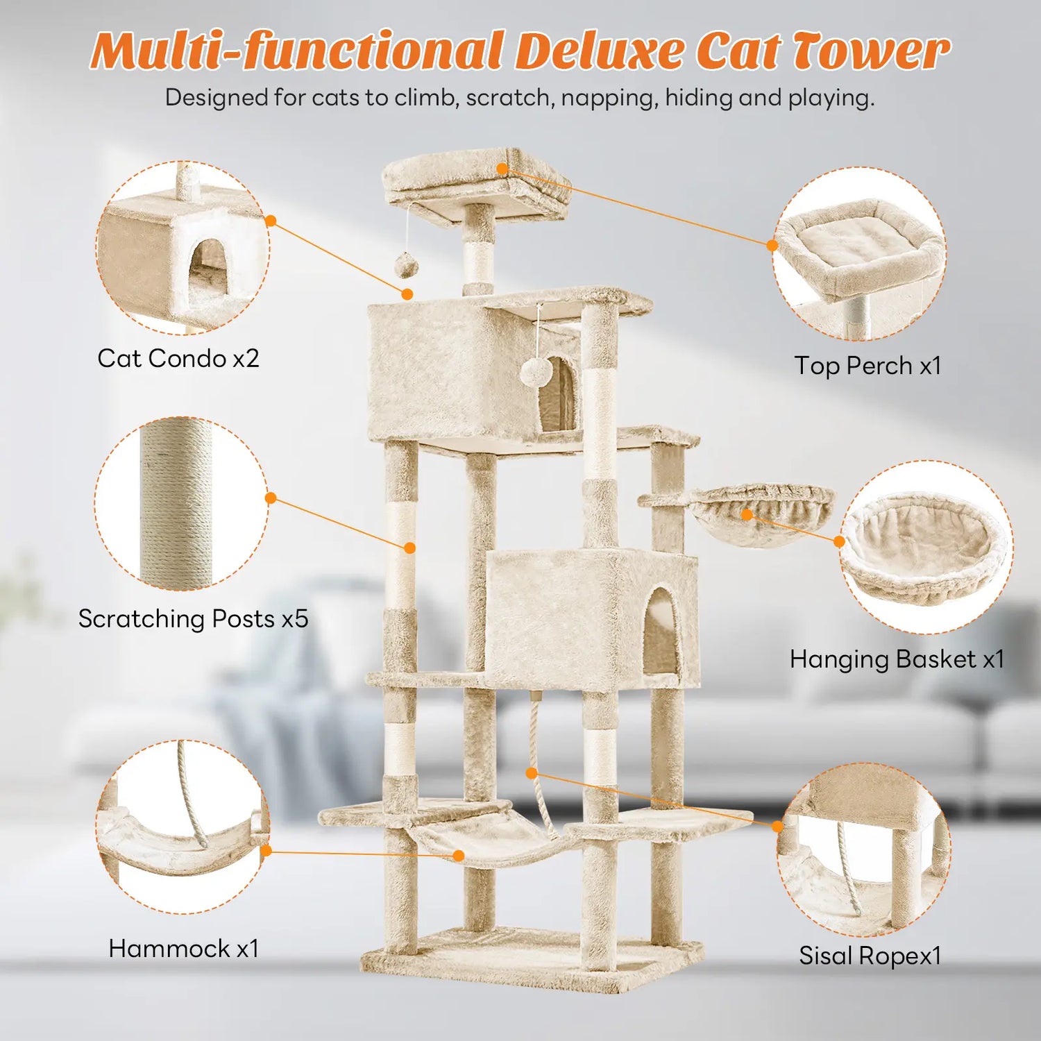 multi-level cat tree tower