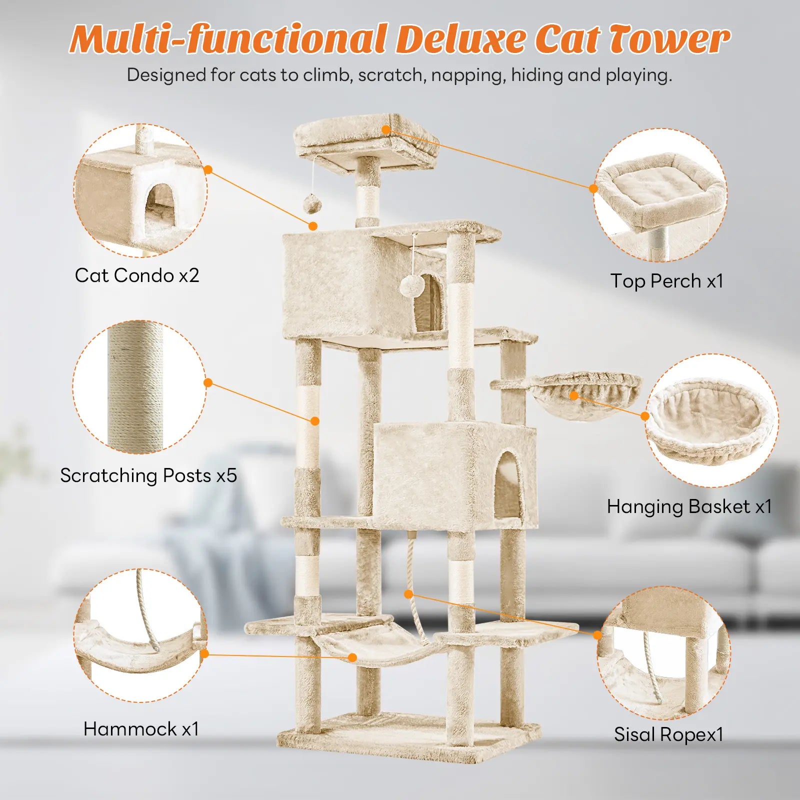 multi-level cat tree tower