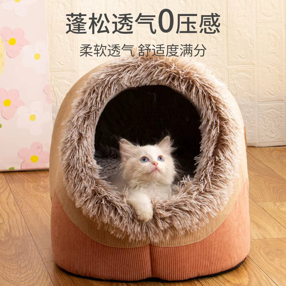 Cozy Self-Warming Winter Dog Bed &amp; Cat Sleeping Tent - Perfect Indoor Nest for Small to Medium Pets