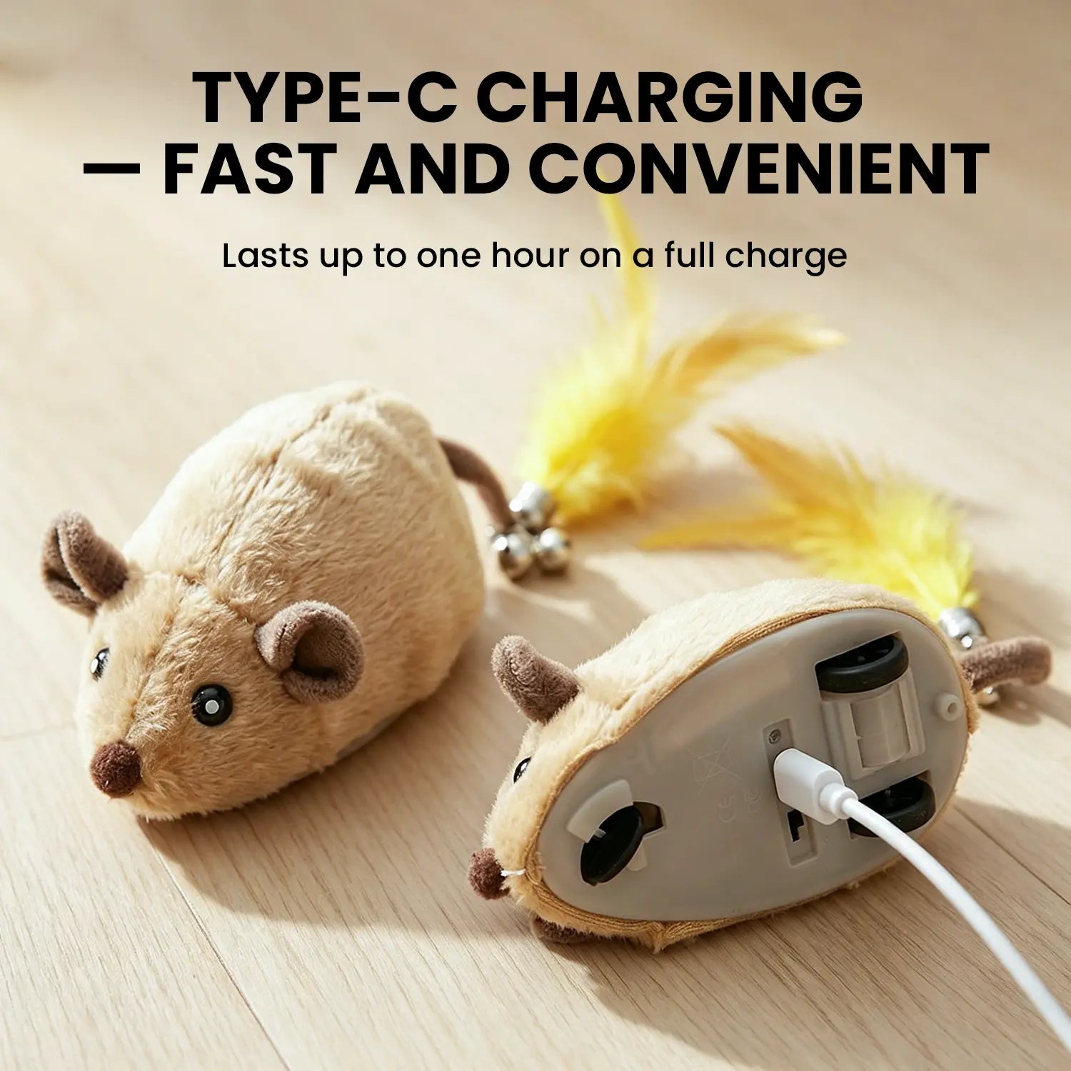 Exciting USB Rechargeable Cat Toy - Random Movement Mouse for Indoor Fun (Adapter Not Included)