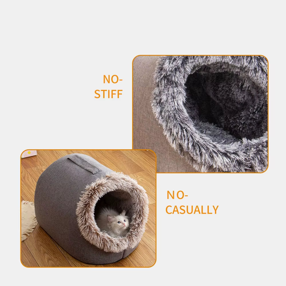 Cozy Self-Warming Winter Dog Bed &amp; Cat Sleeping Tent - Perfect Indoor Nest for Small to Medium Pets