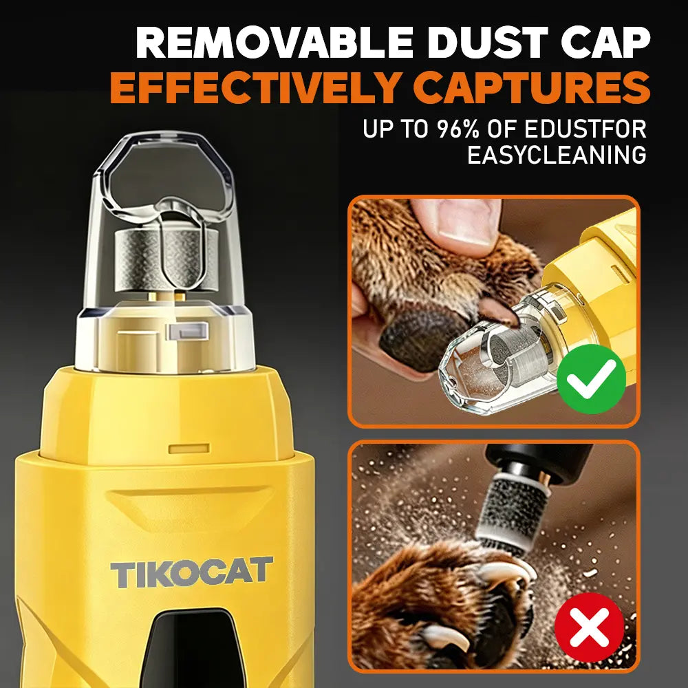 TIKOCAT 2-IN-1 Whisper Quiet Dog Nail Grinder Kit - 50% More Power, 6-Speed with LED Display &amp; Lights, Stress-Free Grooming for All Breeds