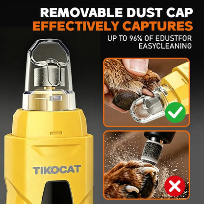TIKOCAT 2-IN-1 Whisper Quiet Dog Nail Grinder Kit - 50% More Power, 6-Speed with LED Display & Lights, Stress-Free Grooming for All Breeds