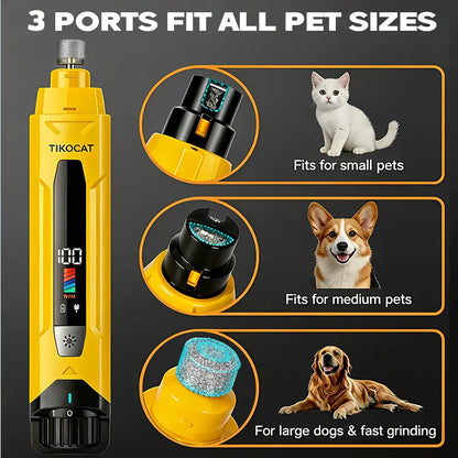 TIKOCAT 2-IN-1 Whisper Quiet Dog Nail Grinder Kit - 50% More Power, 6-Speed with LED Display & Lights, Stress-Free Grooming for All Breeds
