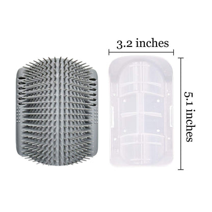 2 Pack Catnip Wall Corner Massage Comb & Scratcher - Soft Grooming Brush Tool for Cats & Dogs (Gray)