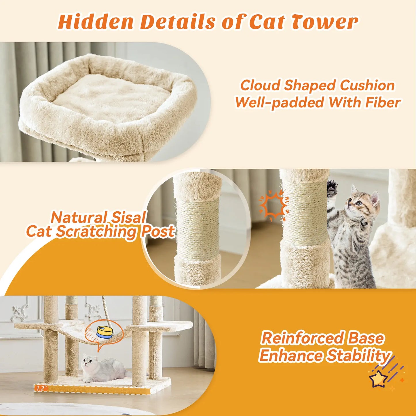 Deluxe 66-Inch Cat Tree Tower - Multi-Level Indoor Playground with Scratching Post, Cozy Condo, Climbing Ladder & Plush Toy for Happy Cats