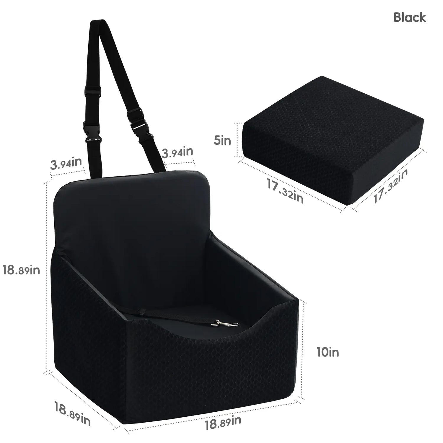 VALUXE Waterproof Dog Car Booster Seat - All-Season Enclosed Design with Seat Belt Straps for Safe Pet Travel
