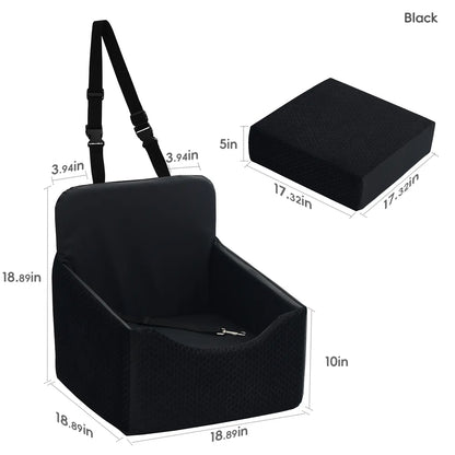 VALUXE Waterproof Dog Car Booster Seat - All-Season Enclosed Design with Seat Belt Straps for Safe Pet Travel