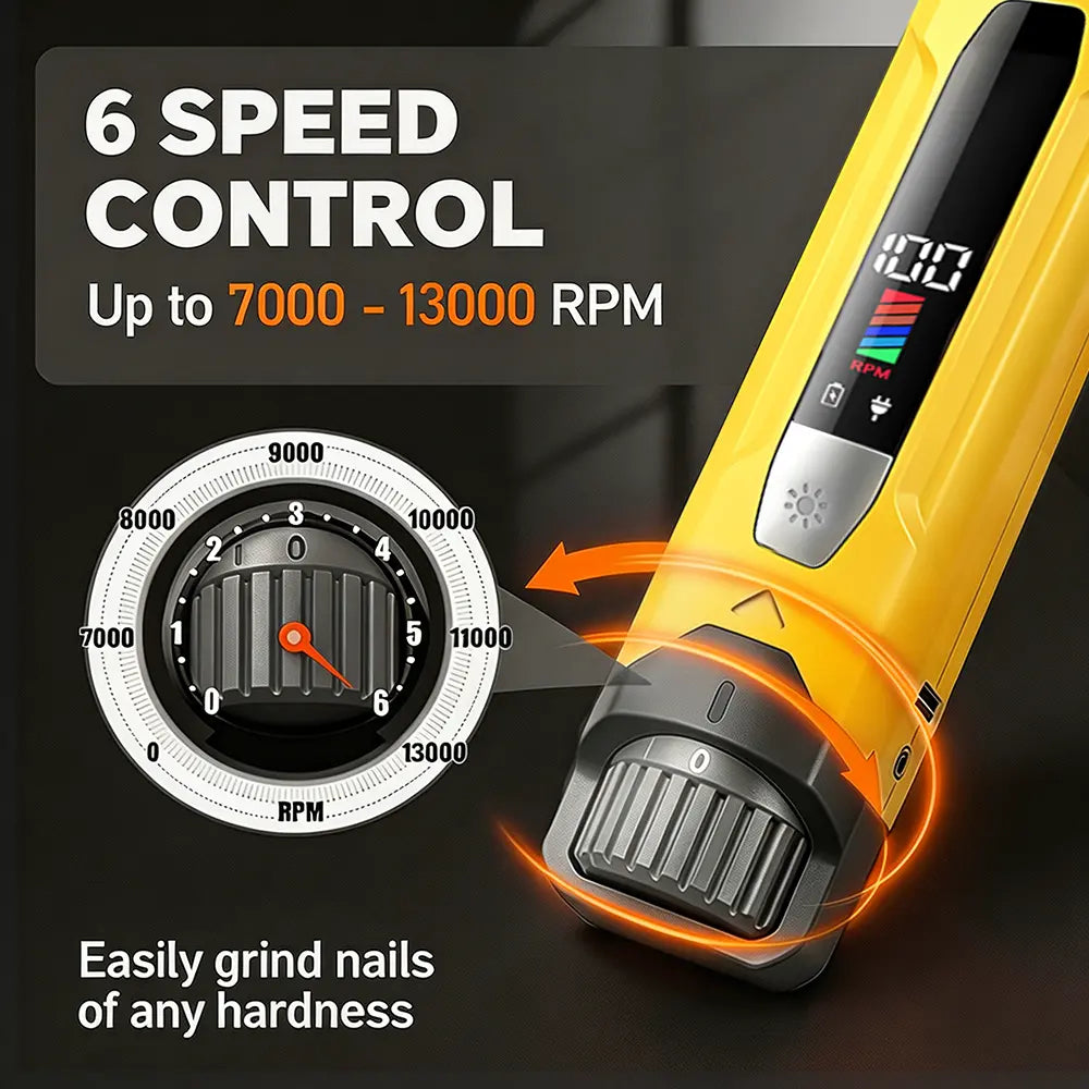 TIKOCAT 2-IN-1 Whisper Quiet Dog Nail Grinder Kit - 50% More Power, 6-Speed with LED Display &amp; Lights, Stress-Free Grooming for All Breeds
