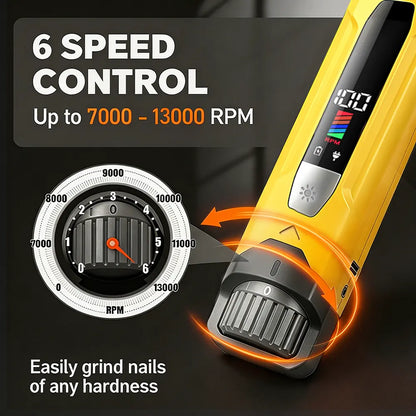TIKOCAT 2-IN-1 Whisper Quiet Dog Nail Grinder Kit - 50% More Power, 6-Speed with LED Display & Lights, Stress-Free Grooming for All Breeds