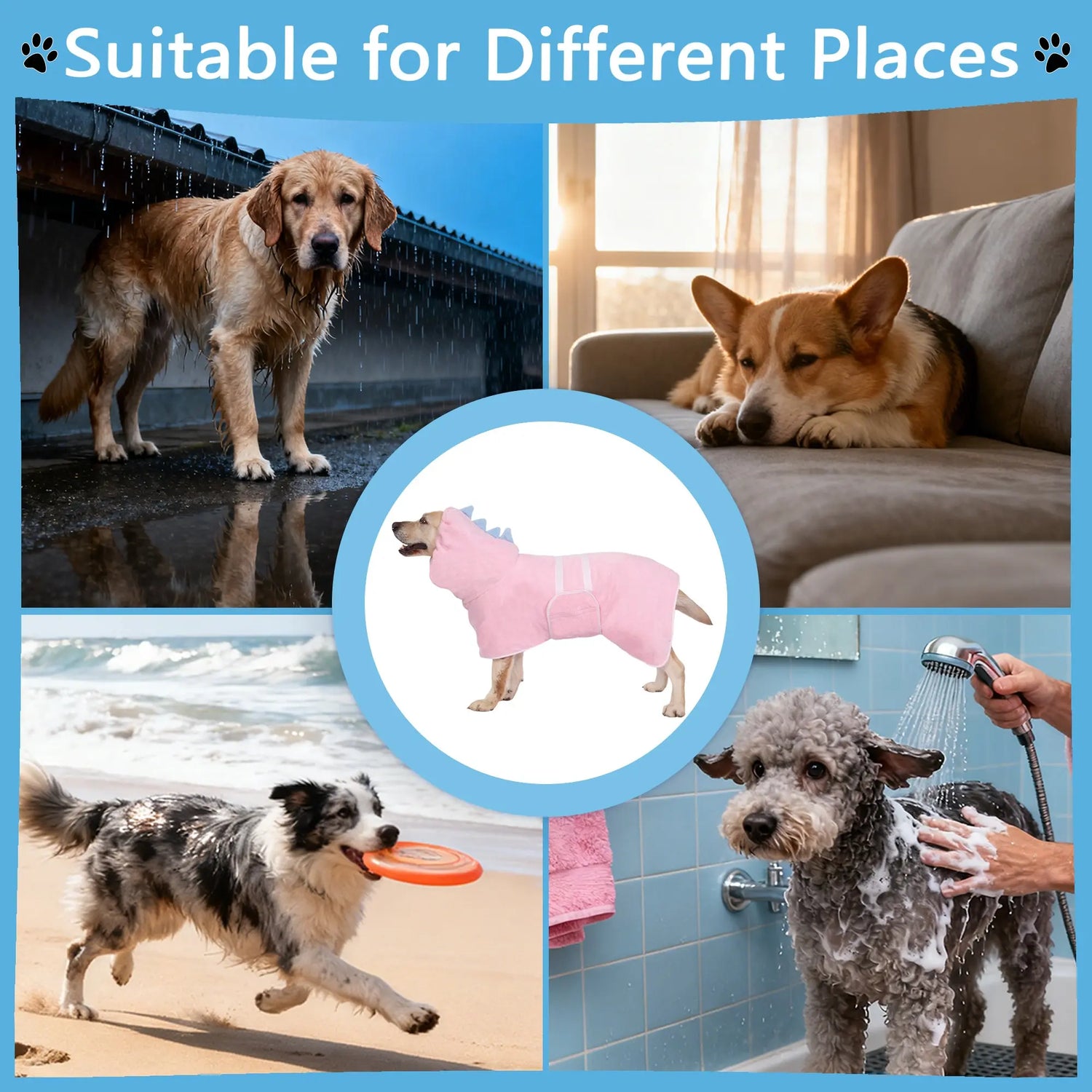 Adorable Dinosaur Dog Bathrobe - Quick-Dry, Super-Absorbent Towel Robe with Adjustable Straps for All Sizes!