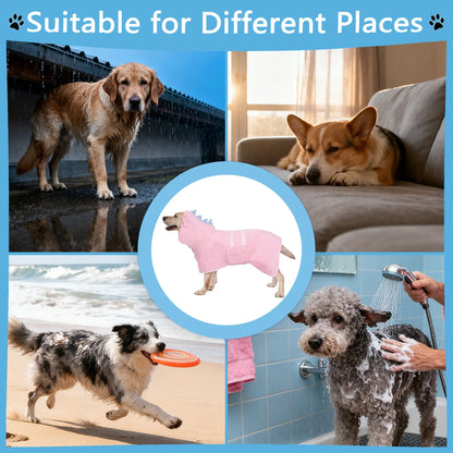 Adorable Dinosaur Dog Bathrobe - Quick-Dry, Super-Absorbent Towel Robe with Adjustable Straps for All Sizes!