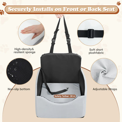 VALUXE Waterproof Dog Car Booster Seat - All-Season Enclosed Design with Seat Belt Straps for Safe Pet Travel