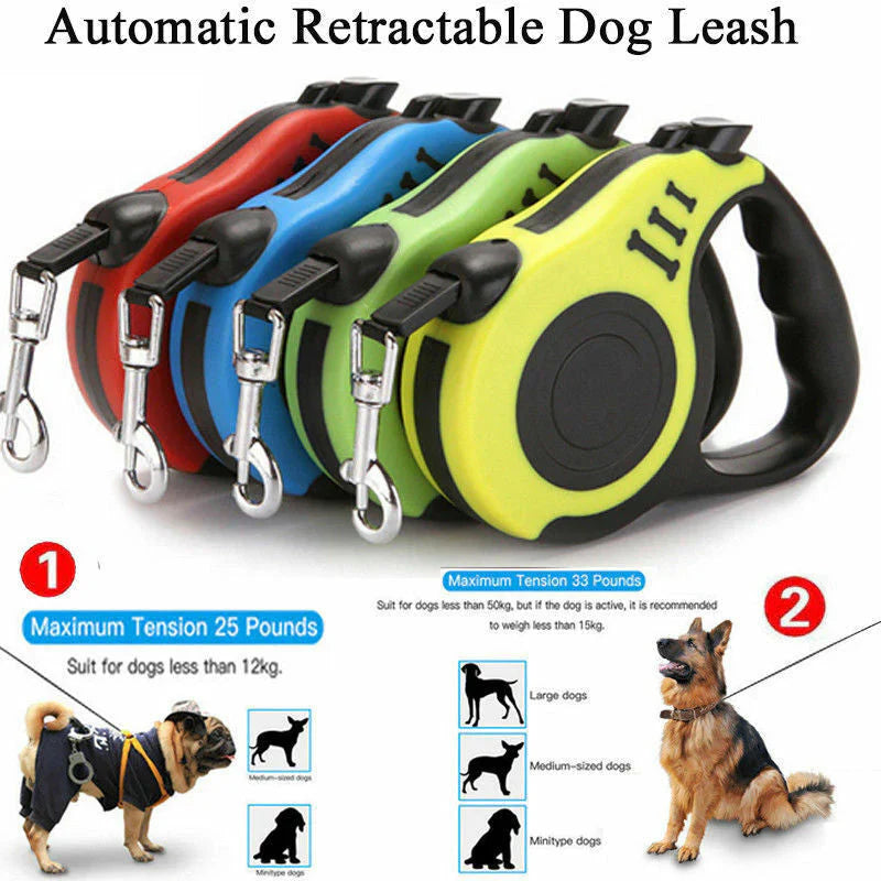 Automatic Retractable Dog Leash - Dual Size Options with Brake &amp; Lock Safety System