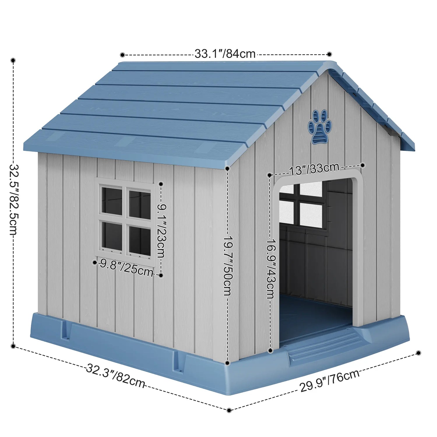 Durable Waterproof Dog House for All Sizes - Easy Clean, UV Resistant, Elevated with Air Vents &amp; Drainage Holes