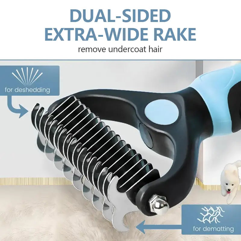 Ultimate Pet Grooming Brush - Double-Sided Deshedding &amp; Dematting Tool for Dogs &amp; Cats, Extra-Wide Undercoat Rake, Reduces Shedding by 95%