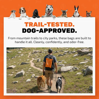 Cleanwaste Waggy Baggy, Adventure Ready Dog Waste Bags with Smell-Proof, Dual Bag System, with Convenient Carry Handle, 10Ct