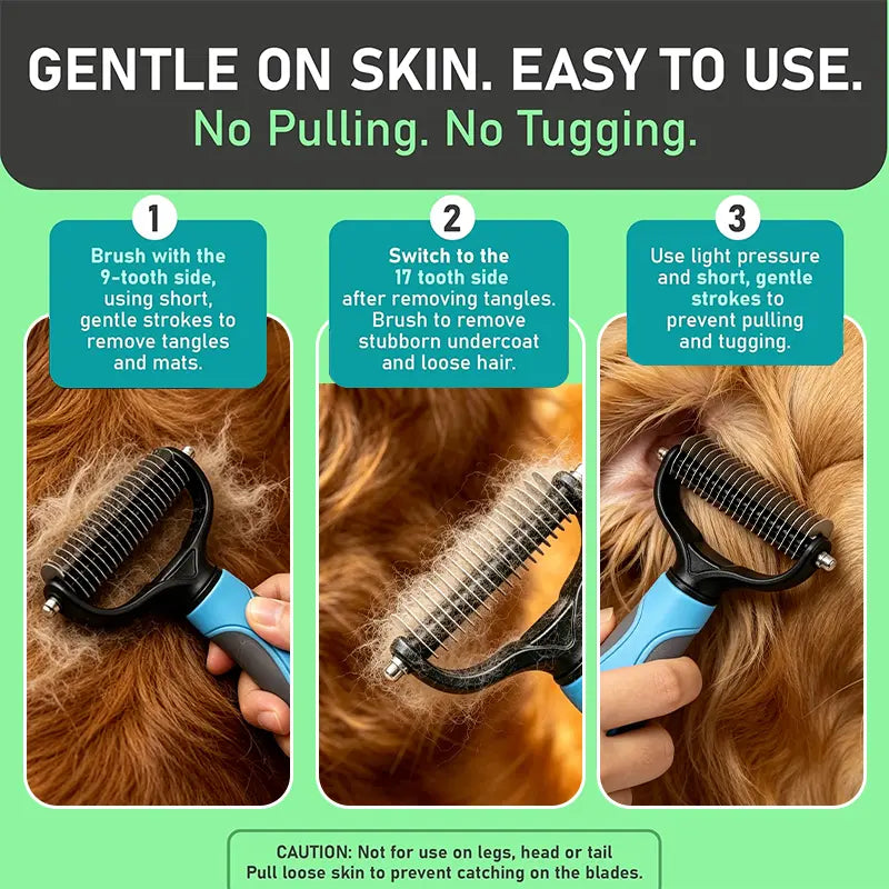 Ultimate Pet Grooming Brush - Double-Sided Deshedding &amp; Dematting Tool for Dogs &amp; Cats, Extra-Wide Undercoat Rake, Reduces Shedding by 95%