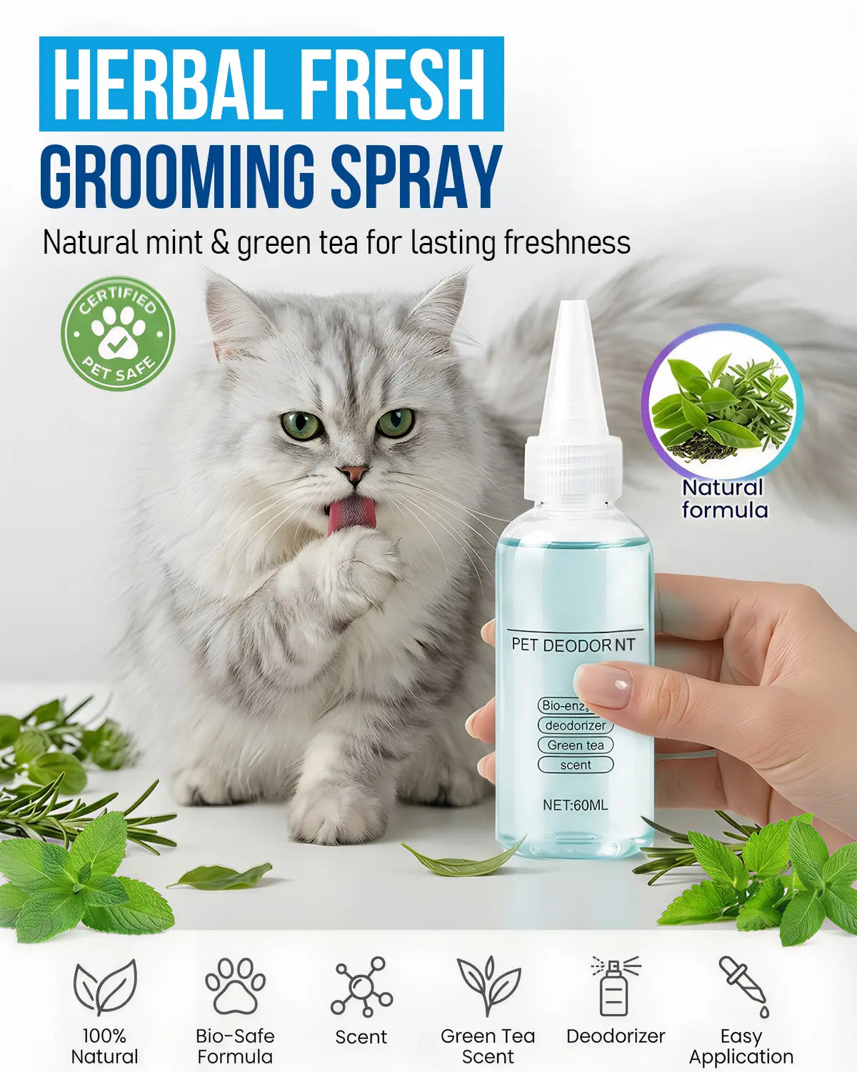 Ultimate 2-In-1 Pet Spray Comb - De-Shed, Deodorize, and Detangle for Cats and Dogs of All Sizes!