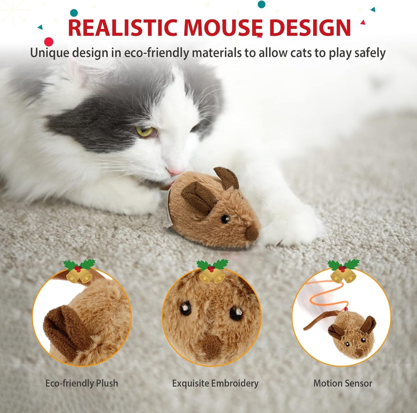 Exciting Interactive Cat Toy Mouse - Automatic Moving Squeaky Toy with Furry Tail for Indoor/Outdoor Fun!