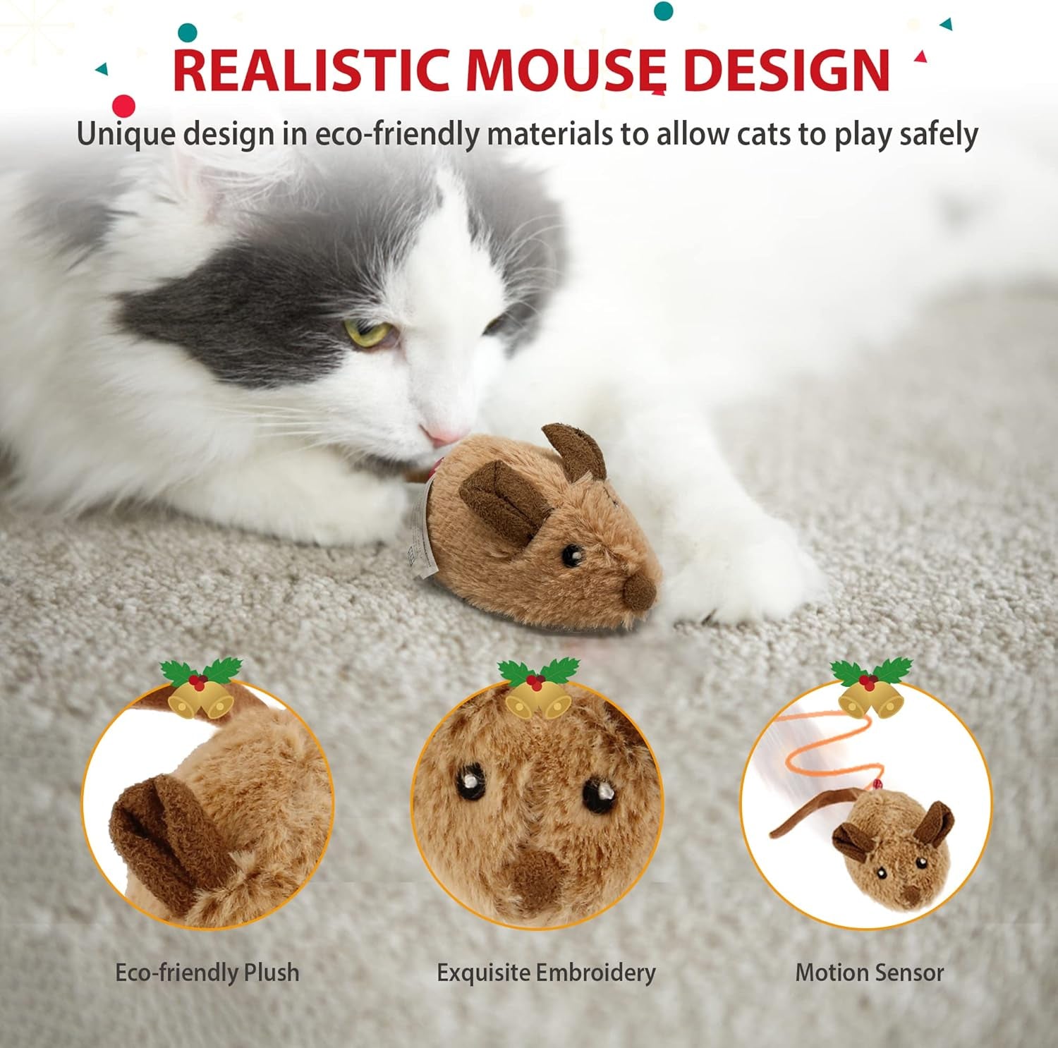 Exciting Interactive Cat Toy Mouse - Automatic Moving Squeaky Toy with Furry Tail for Indoor/Outdoor Fun!