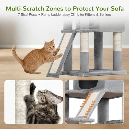 Ultimate 83-Inch Heavy Duty Cat Tower for Big Cats - Sturdy Multi-Cat Condo with Scratching Boards, Perfect for Maine Coons!