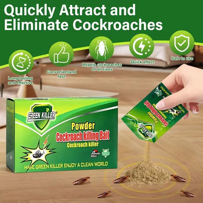 50 Pack High-Efficiency Cockroach Bait Powder - Fast-Acting Indoor Killer for Complete Nest Elimination in Kitchens and Enclosed Spaces