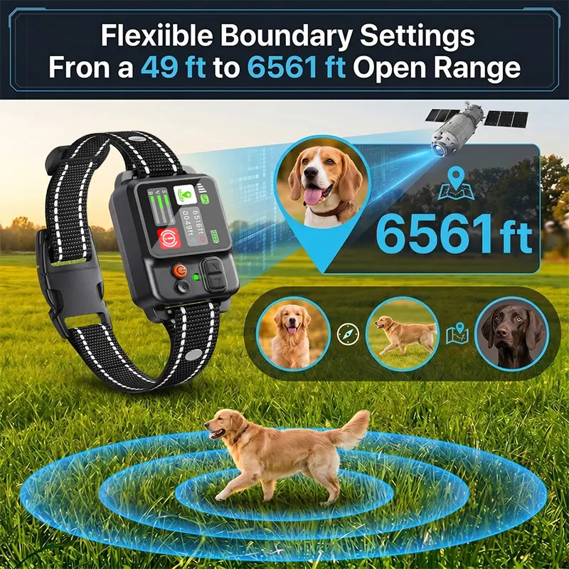 2026 Smart Wireless Dog Containment System - Adjustable GPS Electric Fence Collar, Waterproof &amp; Rechargeable, Range 33-999 Yards, Perfect for Outdoor Training
