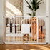 Versatile Adjustable Pet Gate with Cat Door – Auto-Close Safety Gate for Doorways & Stairs, Perfect for Multi-Pet Homes (29–45 Inches, White/Black)