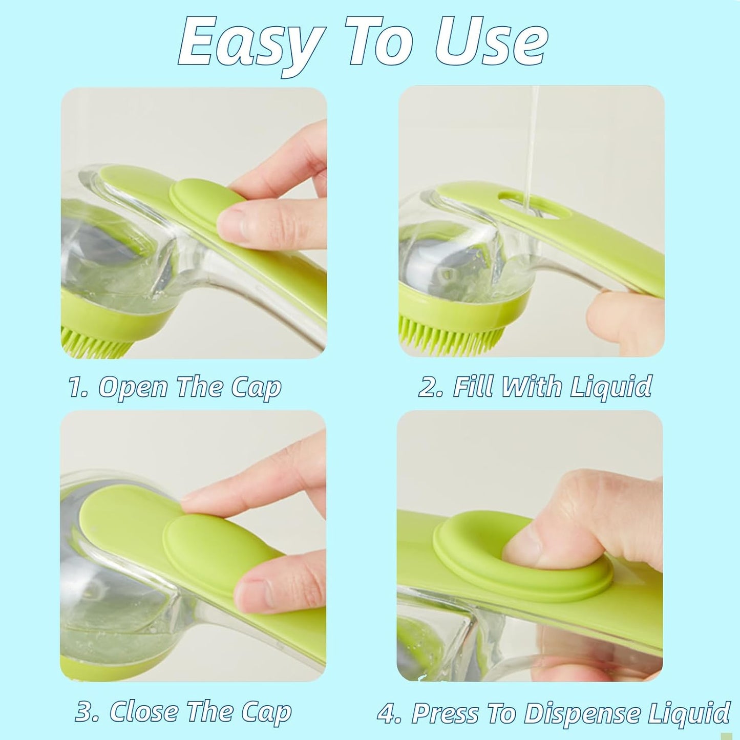 2-in-1 Dog Bath Brush with Soap Dispenser - Soft Silicone Grooming Scrubber for Dogs & Cats - Perfect for Long & Short Hair - Yellow