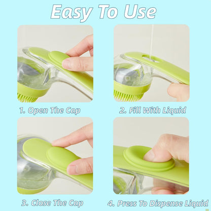 2-in-1 Dog Bath Brush with Soap Dispenser - Soft Silicone Grooming Scrubber for Dogs & Cats - Perfect for Long & Short Hair - Yellow