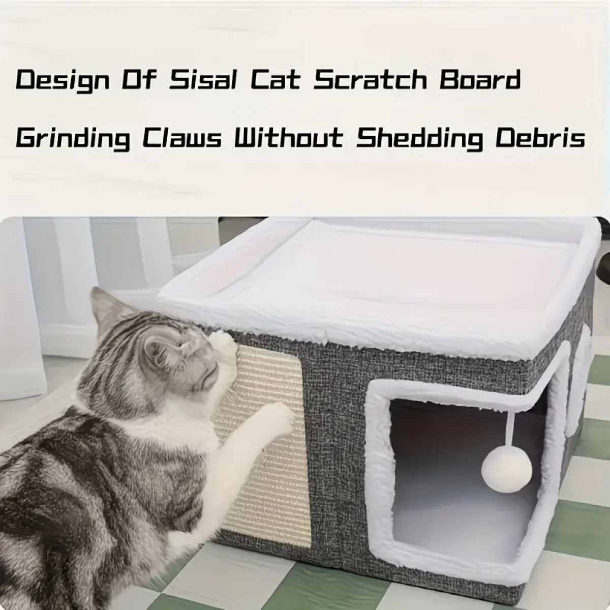 cozy indoor cat bed with fluffy balls