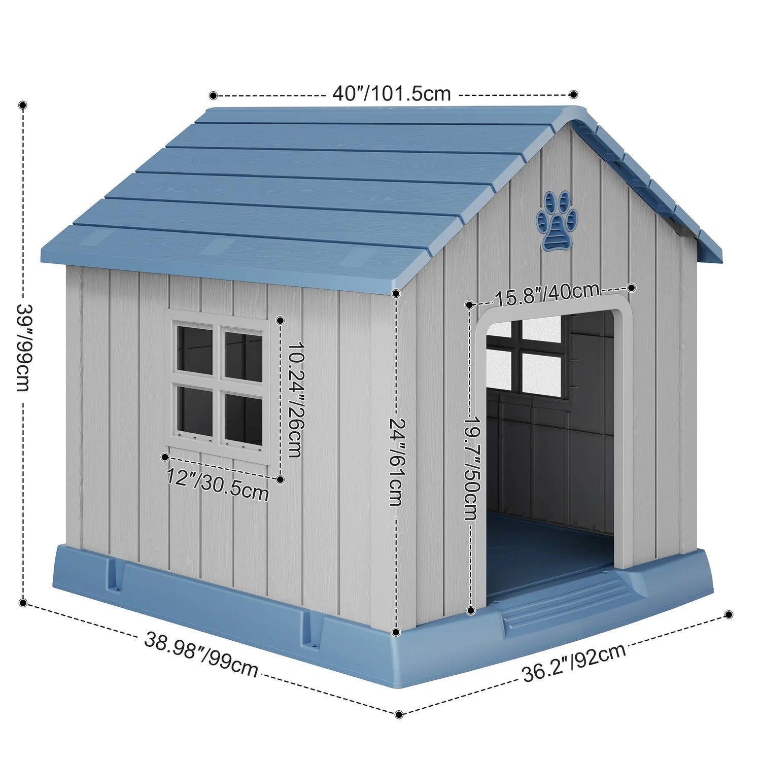 Durable Waterproof Dog House for All Sizes - Easy Clean, UV Resistant, Elevated with Air Vents &amp; Drainage Holes