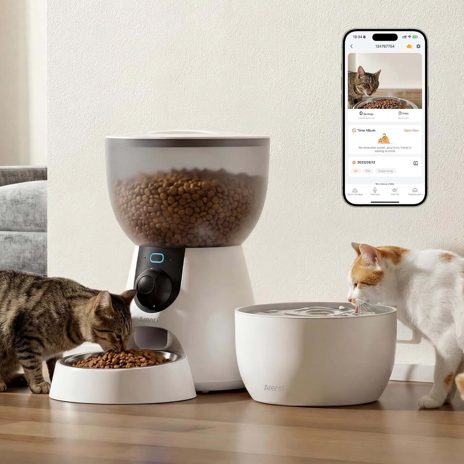 smart cat feeder and water fountain bundle