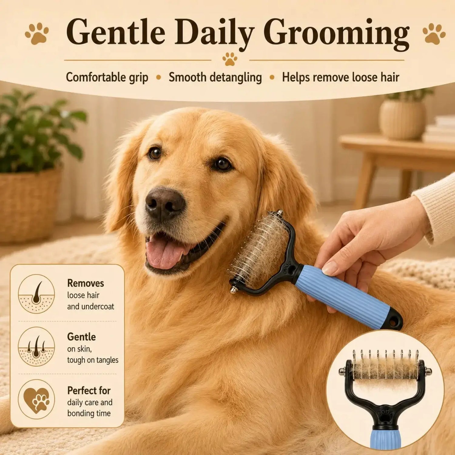 pet detangling comb for dogs and cats