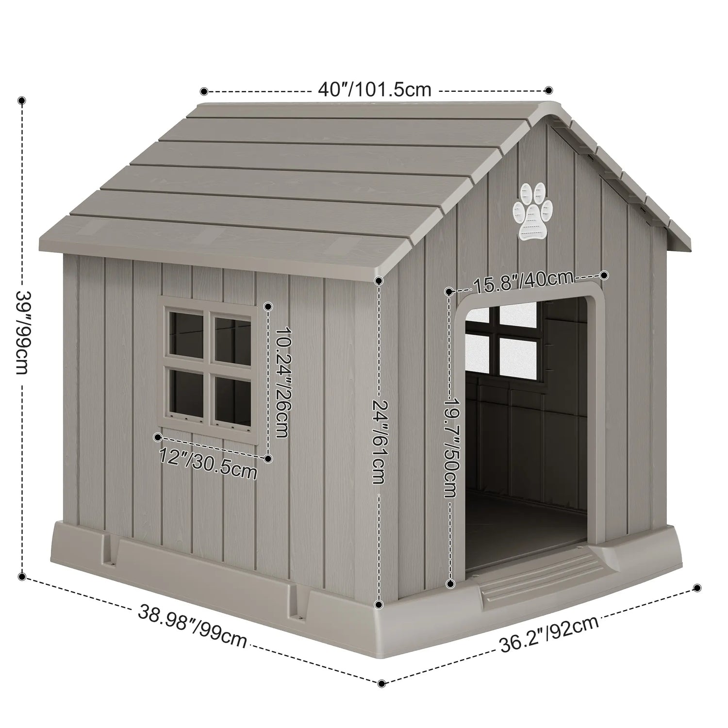 Durable Waterproof Dog House for All Sizes - Easy Clean, UV Resistant, Elevated with Air Vents &amp; Drainage Holes