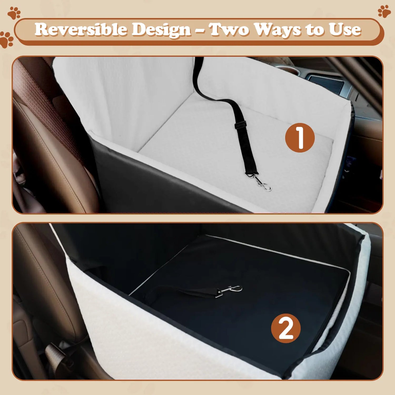reversible dog car seat for small pets