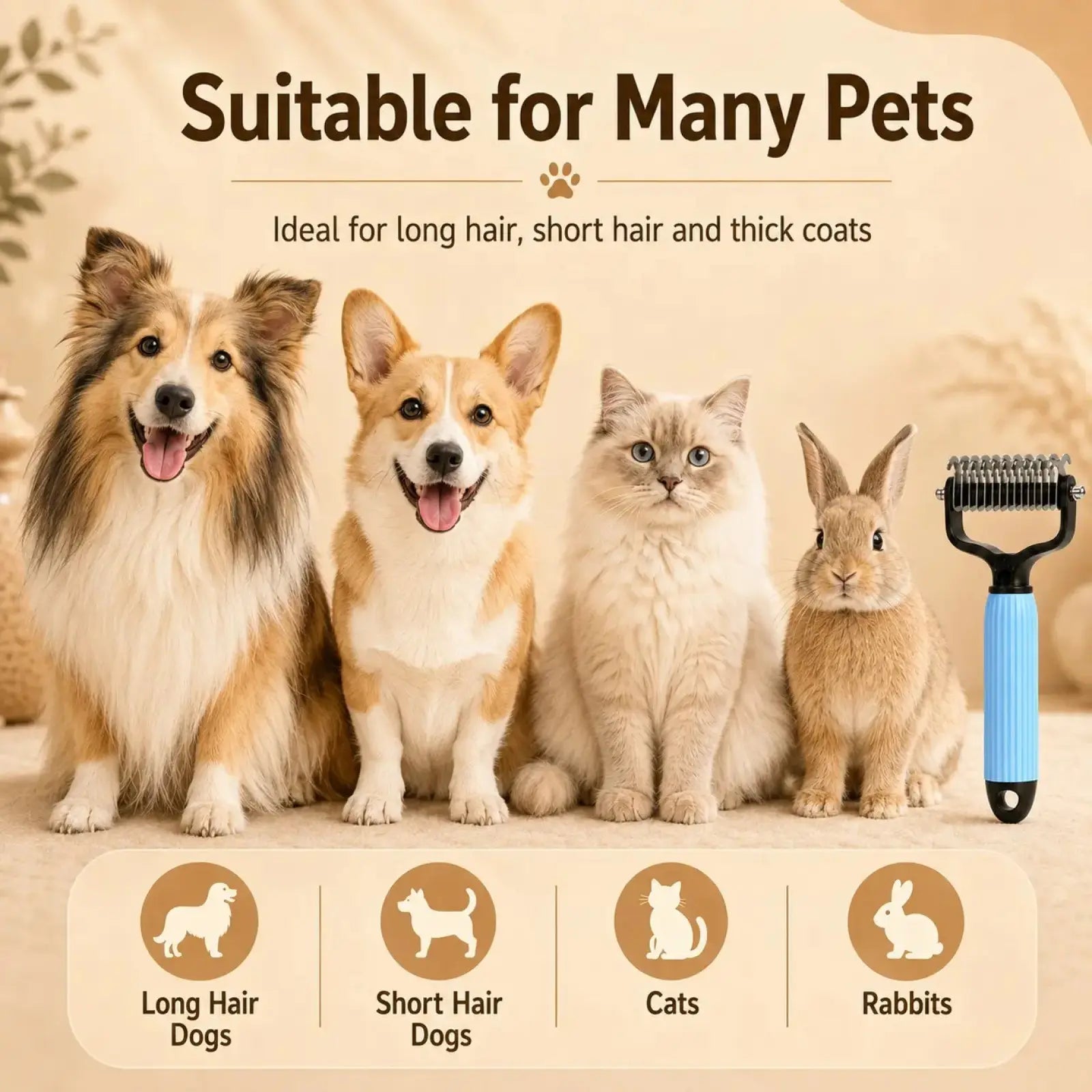 pet detangling comb for dogs and cats