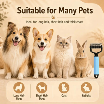 Ultimate Pet Detangling Comb for Dogs and Cats - Stainless Steel Grooming Tool for Effortless Hair Removal, Tangle-Free Coats, and Daily Shedding Care