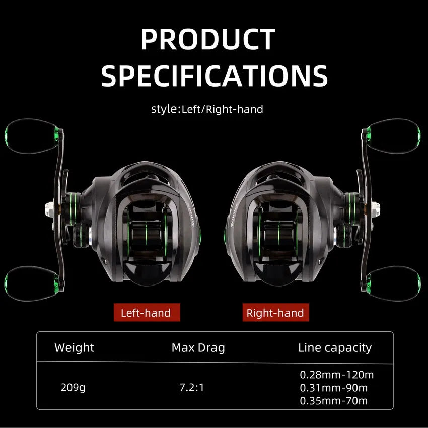 High-Performance All-Metal Baitcasting Reel - 18+1BB, 10Kg Max Drag, 7.2:1 Gear Ratio, Perfect for Fishing Enthusiasts
